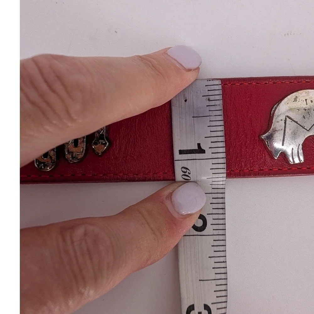 Silver Creek Collection Western Belt Womens 28 Red Leather Animal Motifs USA